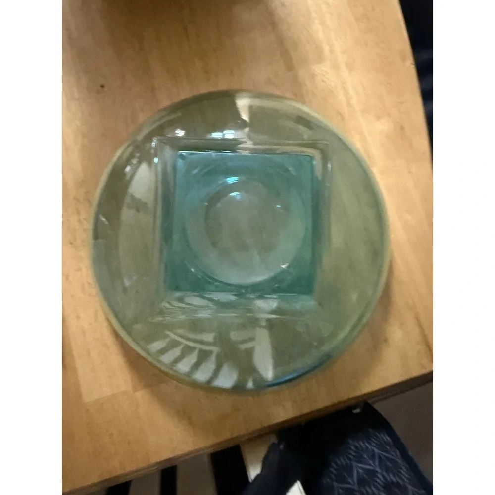 Glass Bowl, Round Shape, Blue-Tinted Design square Base Vintage Retro